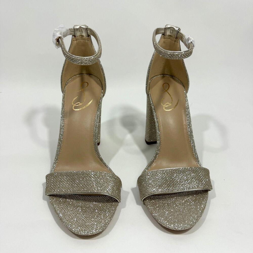 Sam Edelman Women’s Size 9 Wide Light Gold Mesh Yaro Ankle Strap Block Heels - Picture 4 of 9